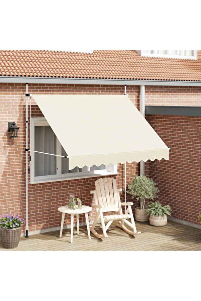 vidaxl مظلة قابلة للسحب يدويًا 250 سم كريمي