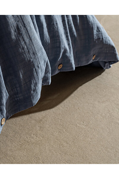 Madame Coco Lumiere Double 100% Cotton Dobby Duvet Cover Set - Indigo