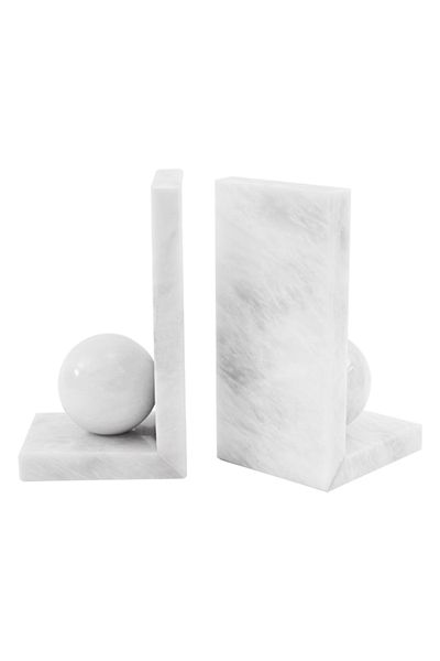 Radicaln Marble Bookends Set of 2 – White Handmade Book Stoppers for Office & Home Decor