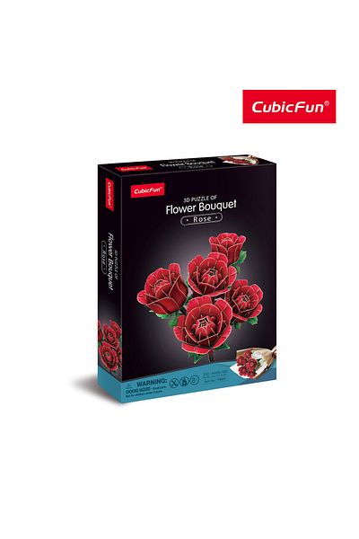 Cubic Fun CubicFun 3D Puzzle Rose Flower Bouquet 265-Pieces | No-Glue or Scissors Needed! | Puzzle for Adults
