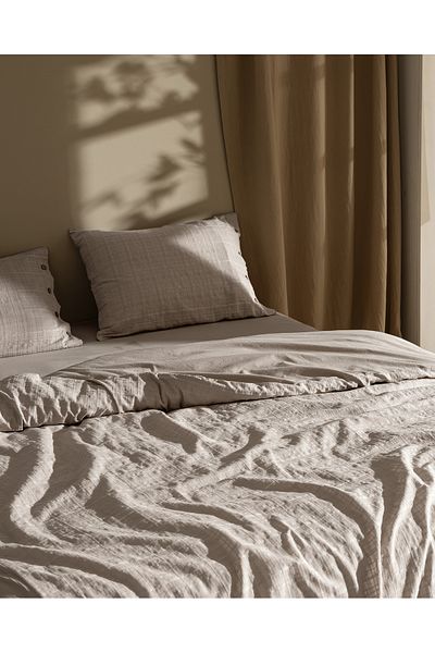 Madame Coco Lumiere Single 100% Cotton Dobby Duvet Cover Set - Beige