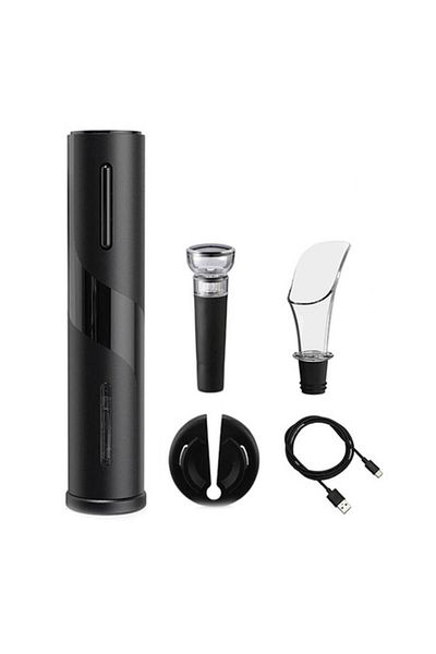 OEM Set Electric Corkscrew, Zggzerg, 4 in 1, Rechargeable, Black