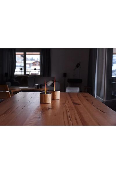 Stadler Form Swiss Design Stadler Form Nora Aroma Diffuser: Bamboo & Aluminium, Flame Effect, 7H Battery, Indoor/