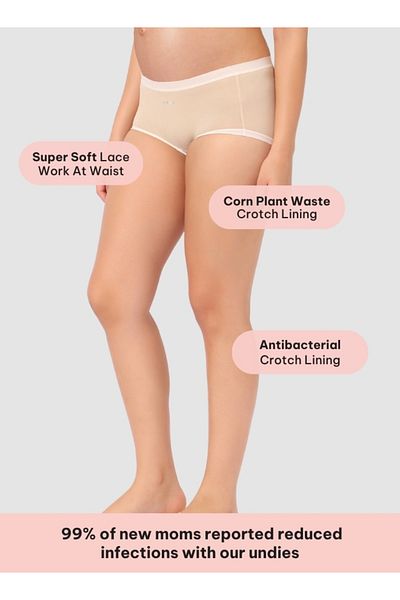 Intimate Queen Corn Bae Maternity Lacy Boy Shorts – Ultra-Soft, No Roll-Ups & Gusset Support (Pack Of 3)