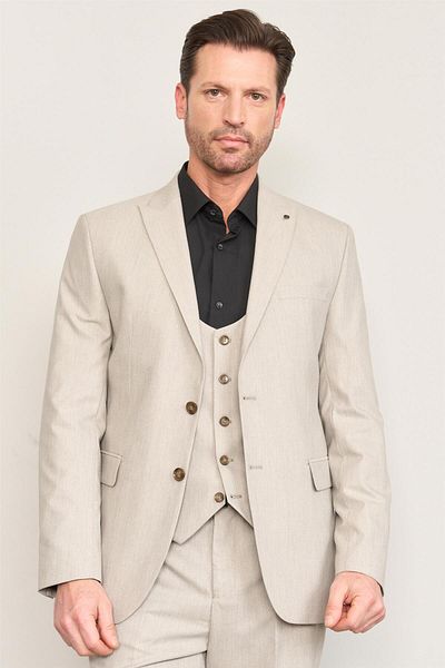 ATLIHAN Kagi Beige Men's Cotton Polyester Osaka Vest Suit