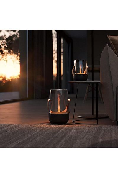 Stadler Form Swiss Design Stadler Form Sophie Aroma Diffuser & Lantern: Bamboo Handle, 11H Battery, Flame Effect,