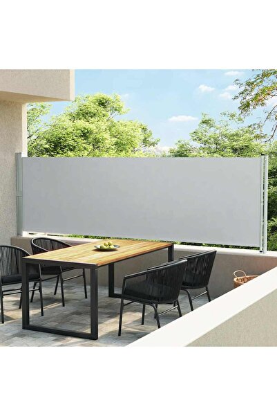 vidaxl مظلة جانبية قابلة للسحب للفناء 140×600 سم، رمادية