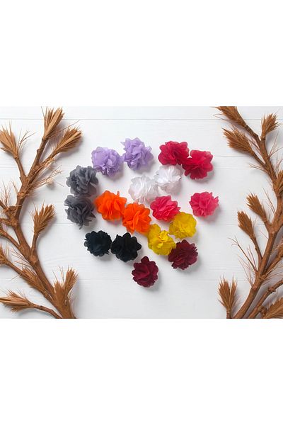 LİDEAS Mixed Color Clip Buckle with Artificial Roses 5 Pairs