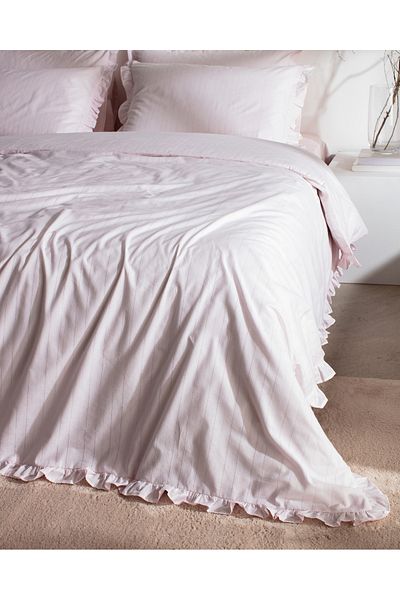 Madame Coco Julien Double 100% Cotton Ruffle Duvet Cover Set - Powder