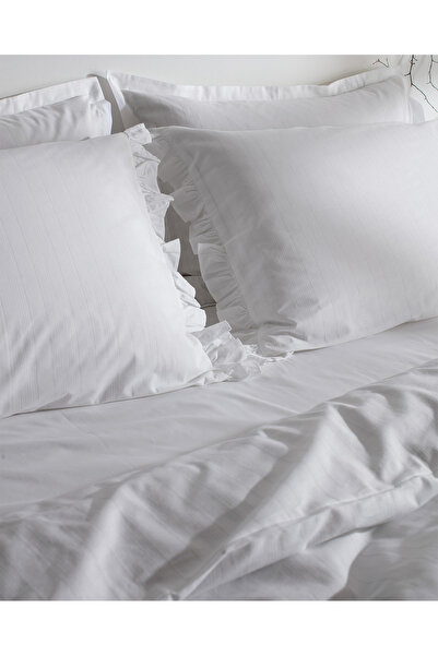 Madame Coco Julien King Size 100% Cotton Ruffle Duvet Cover Set - White