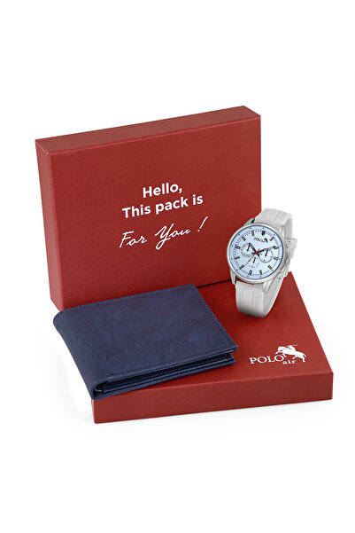 Polo Air Renkli Cam Erkek Kol Saati Ve Cüzdan Hediyelik Kutusunda Kombin Beya...