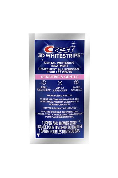CREST Teeth Strips, Crest, 3D White, Sensitive and Gentle, 8% Concentration, 30 min, 1x sachet