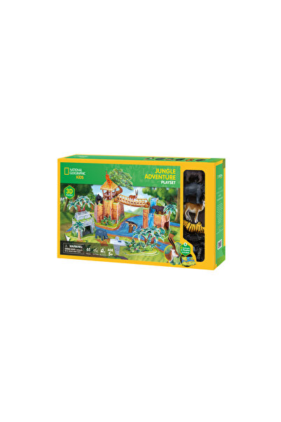 NATIONAL GEOGRAPHIC Kids 3D Puzzle Jungle Adventure Playset 65Pieces with 6 A...