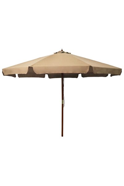 vidaxl مظلة خارجية مع عمود خشبي 330 سم لون بني رمادي