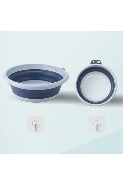 Viyogo Set 2 ligheane pliabile de 6 L/4 L pentru baie, voiaj, bebelus, compact, 39/35 cm, albastru