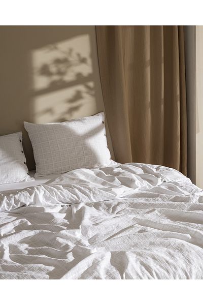 Madame Coco Lumiere Single 100% Cotton Dobby Duvet Cover Set - White