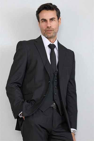 Çetinkaya Çetinkaya 9104 Men's Harry 6 Drop Vest Suit Black