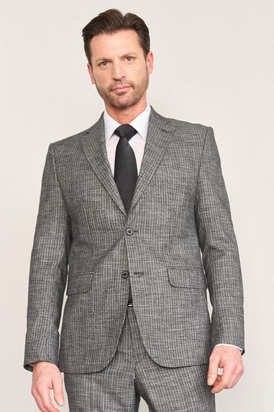 Mentality 9121 Men's Mono Collar Slim Fit Suit Black