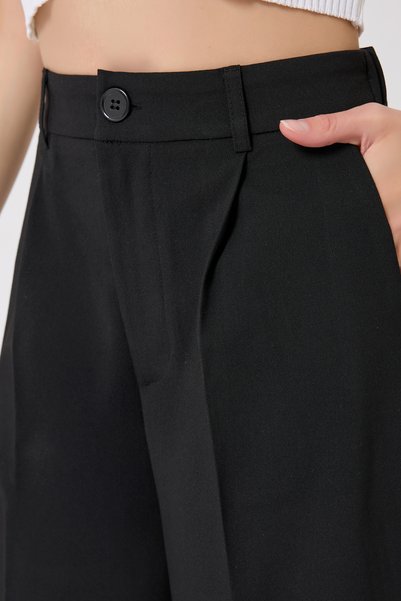 sevindi Women's High Waist Palazzo Pants Wide Fit - Elastic with a Recovery Effect, Stylish Pleated Cut