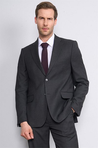 Mentality Çetinkaya 9134 Men's Swallow Collar 6 Drop Suit Light Black
