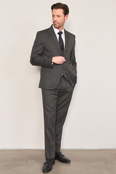 ATLIHAN Kagi Black Men's Cotton Polyester Roman Vest Suit