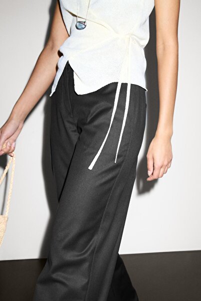 Massimo Dutti Dökümlü düşük bel straight fit pantolon