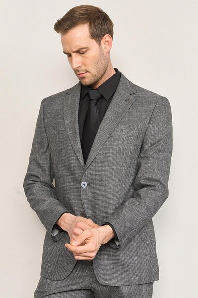 ATLIHAN Kagi Gray Men's Cotton Polyester Corsica 4 Drop Classic Suit