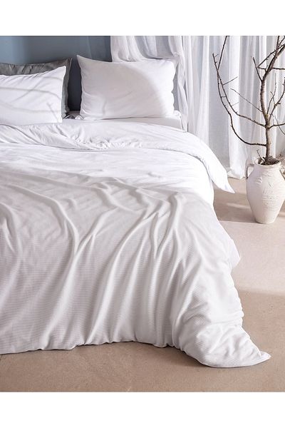 Madame Coco Marly Single 100% Cotton Combed Cotton Elastic Duvet Cover Set - White