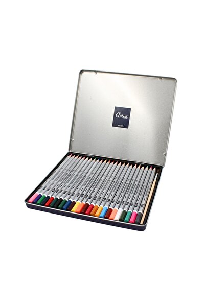 Gift Design Set creioane acuarelă pentru artiști, 24 de culori în cutie metal...