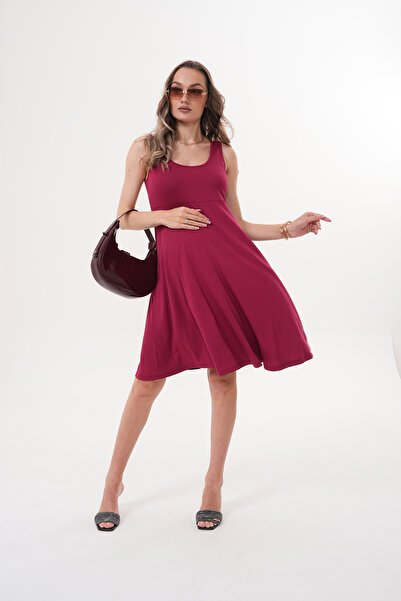 Miss Dünya Lissa Hamile ve Lohusa Kolsuz Örme Kumaş Midi Elbise