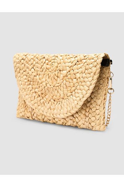 Cabani Straw Handbag with Long Chain Strap