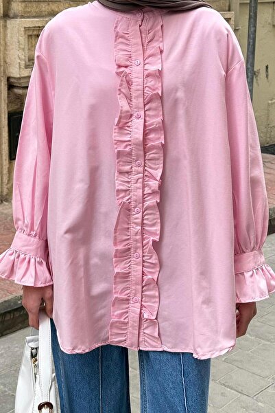 lamelif Flores Ruffled Tunic Candy Pink