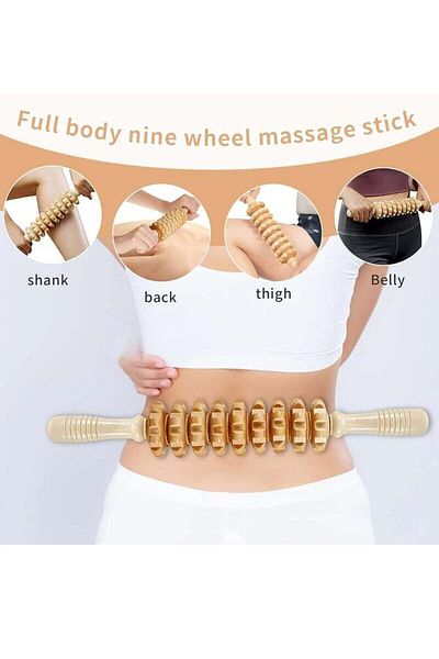 Lumely 5-Piece Scraping Stick Beech Set, Wood Back Shoulder Neck, Massage Rollers Tools for Body