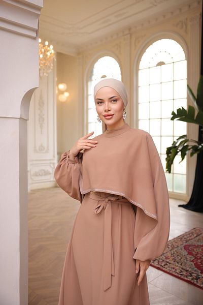 Nissra Βραδινό φόρεμα με μανίκια με πέτρα Ankanoor Anka255066