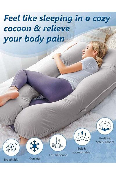 Yelajoy U-Shaped Comfort Maternity Pillow,Ergonomic Design, for Pregnancy Reducing Discomfort,120x70x25 cm