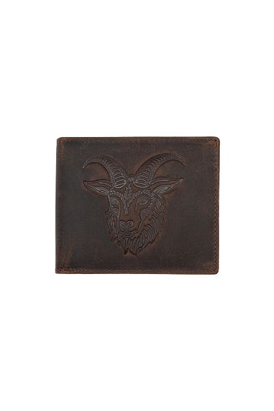 Toro Nero Men's wallet made of brown genuine leather, zodiac sign Capricorn