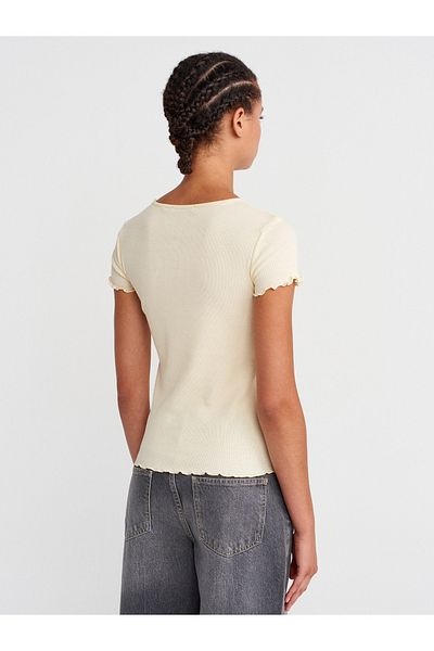 Dilvin 31935 Short Sleeve T-Shirt-Light Yellow