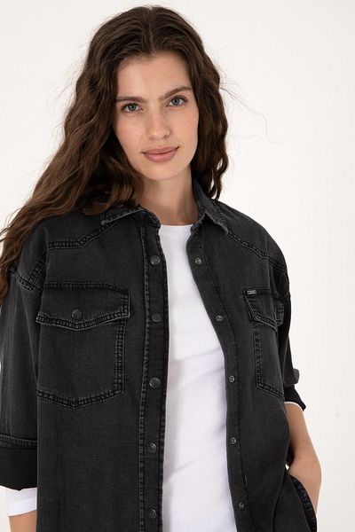 U.S. Polo Assn. Women's Black Jean Shirt 50304311-Dn0027