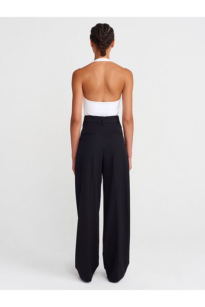 Dilvin 72128 High Waist Drape Pants-Black