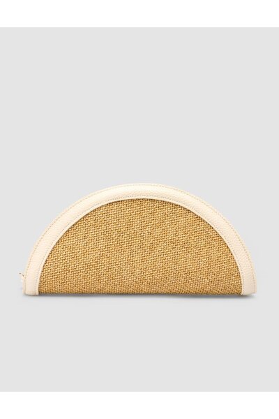 Cabani Straw Cream Leather Lined Women's Bag