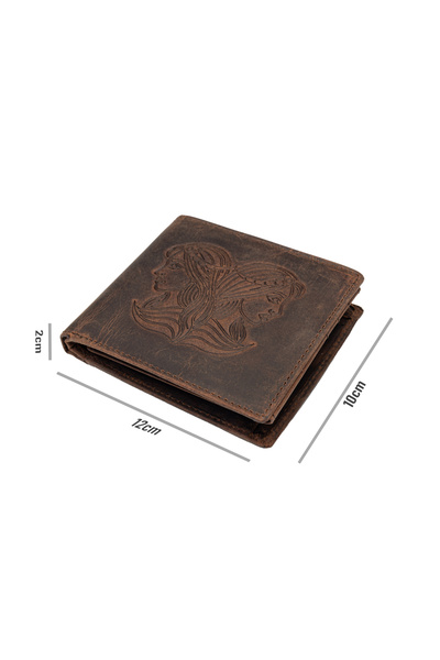 TORO NERO Men's wallet made of brown genuine leather, zodiac sign Gemini
