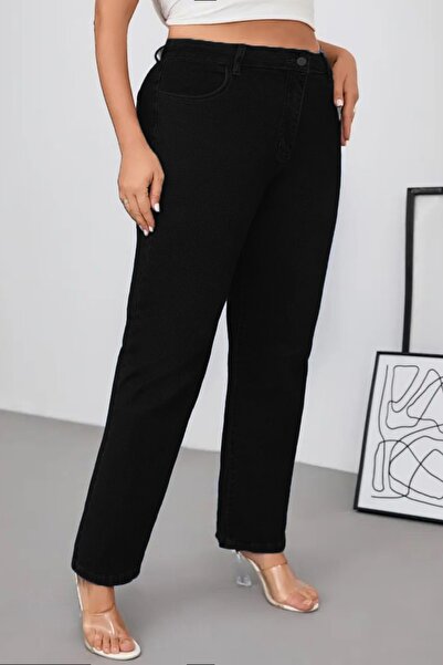 CEDY DENIM - Women's Big Benden Pipe Leg High Waist Regular Fit Lycra Trousers C626-Black