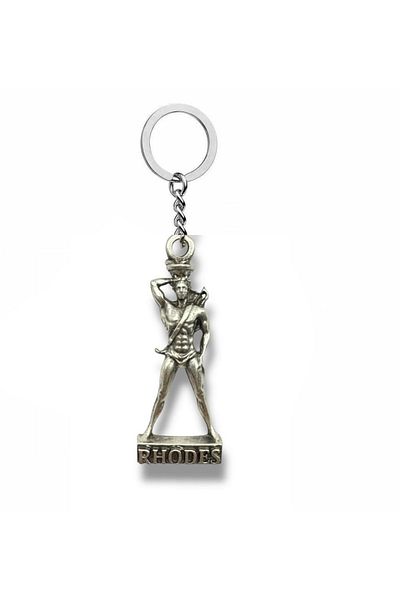 Herşey Nota Rhodes Sun God Helios Figured Keychain – Ancient Mythology Themed Silver Color Unisex Accessory