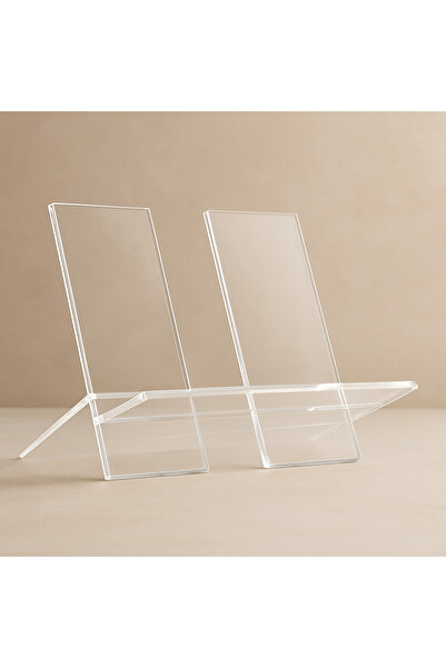 BUBİSTUDİOS Büyük Boy Şeffaf Akrilik Nota Kitap Standı | 35x33 cm Pleksi Masaüstü Kitaplık Desteği