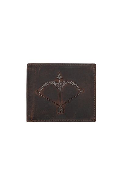 Toro Nero Men's wallet made of brown genuine leather, zodiac sign Sagittarius