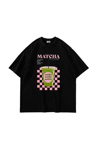 Sekizbiraltı Μαύρο μπλουζάκι Unisex με στάμπα Matcha Iced Latte