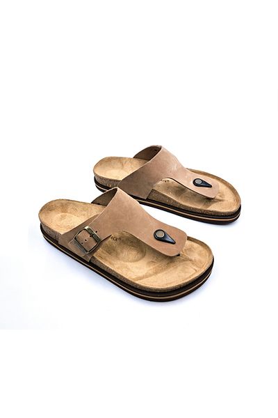 Hammer Jack Γνήσιες ανδρικές παντόφλες Nubuck Δερμάτινες Ορθοπεδικές Σαγιονάρες Μπεζ άμμου