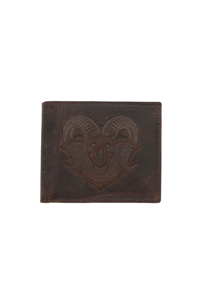 Toro Nero Men's wallet made of brown genuine leather, zodiac sign Aries