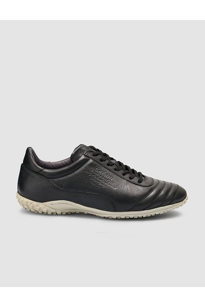 Cabani 100% Genuine Leather Black Lace-Up Astroturf Shoes
