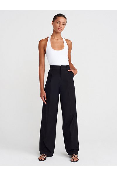 Dilvin 72128 High Waist Drape Pants-Black